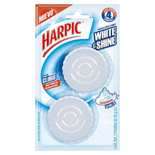 2 Pack Pastilla Para Sanitario Harpic  Flushmatic White & Shine -45gr