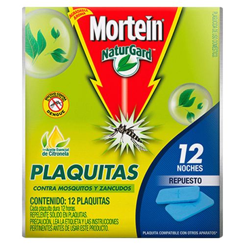 Repelente Mortein En Plaquitas Naturgard Mosquitos y Moscas Citronela -12 Unidades