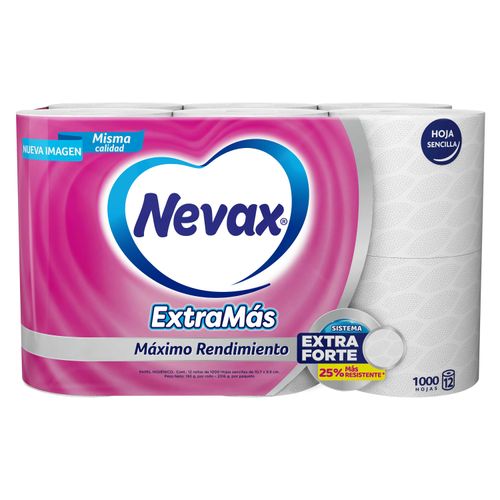 Papel Nevax Higienico Hoja Sencilla Extramas - 12rollos
