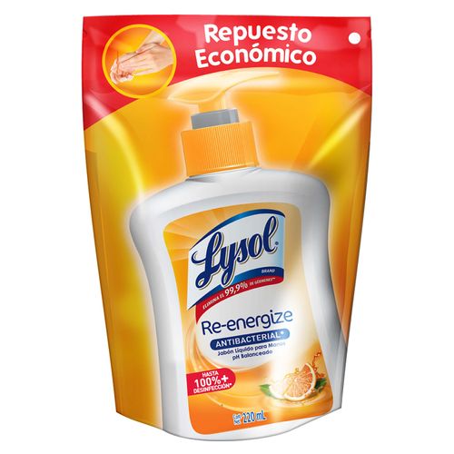 Jabón Líquido Para Manos Lysol  Re Energize Doypack -220ml