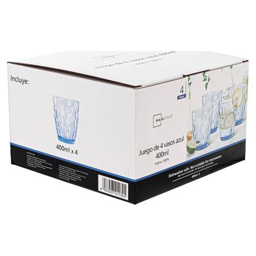 Set De 4 Vasos Mainstays 405Ml Vidrio Modelo Tb-002