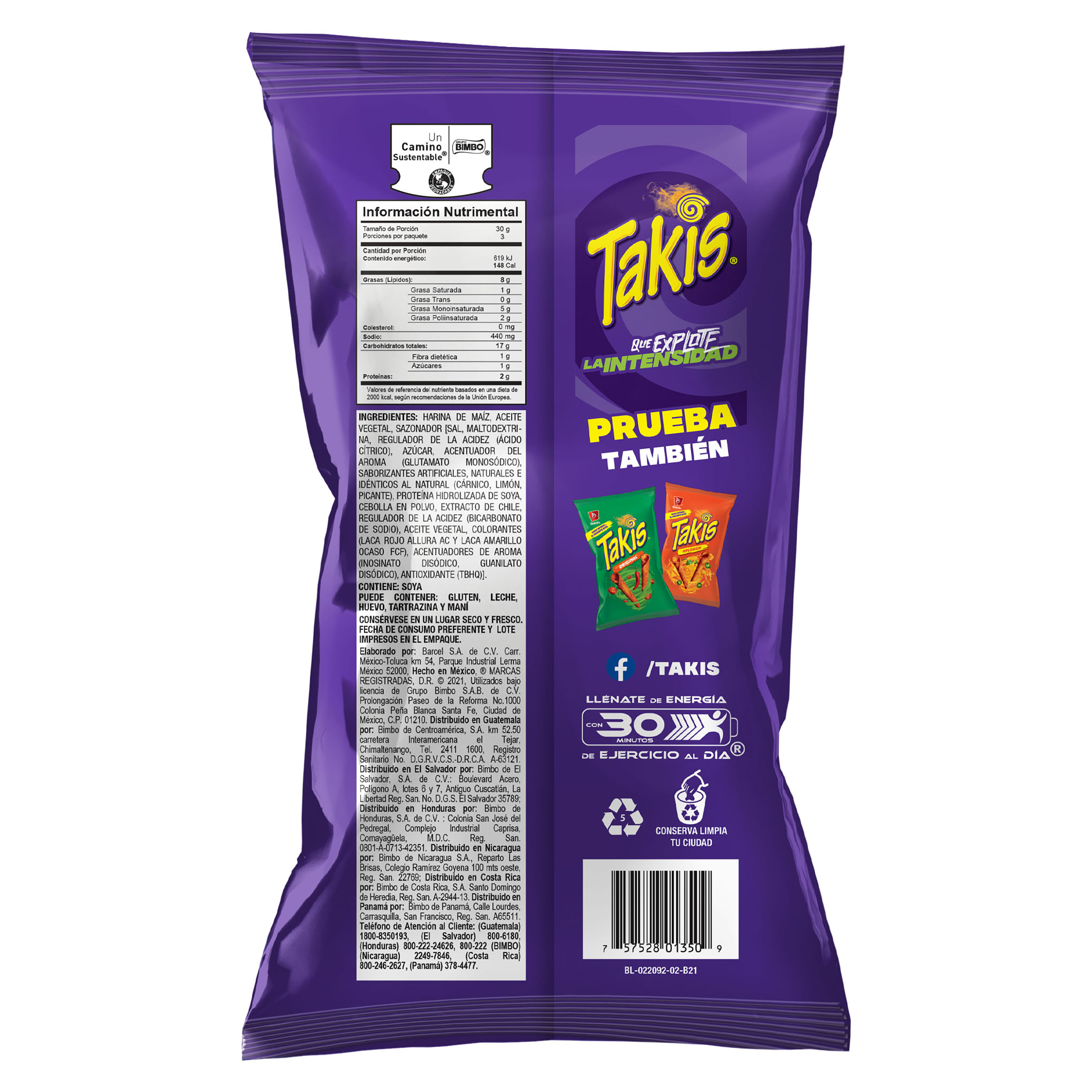 etiqueta nutricional de takis