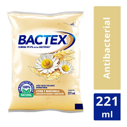 Jabón Líquido Antibacterial Bactex Avena Sachet 221 ml