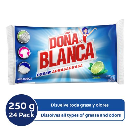 Lavaplatos Multiusos Doña Blanca Poder Arrasagrasa Limón Sólido -250gr