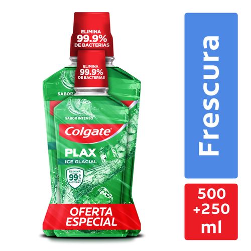 Enjuague Bucal Colgate Plax Ice Glacial 500 ml + 250 ml