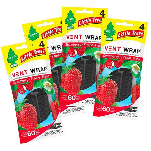 4 Pack Aromatizante Car Freshner Little Vent Wrap Strawberry