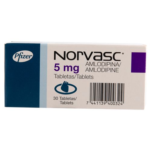 Norvasc Pfizer 5 Mg X 30 Tabletas