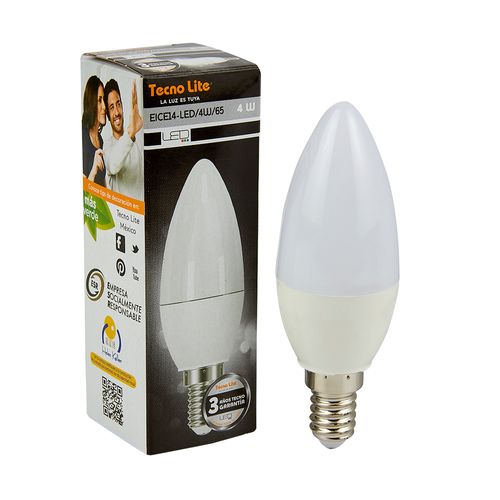 Bombillo Tecnolite LED Vela 4W100-240V6500KE14250LM