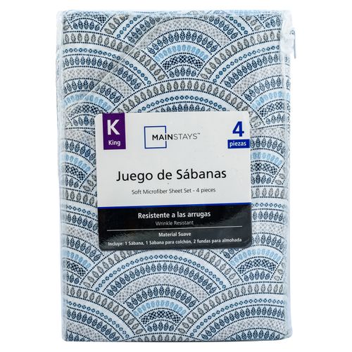 Set de sábanas Mainstays king estampado chevron gris - 3 pzas