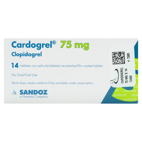 Cardogrel Sandoz 75 Mg X 14 Tabletas