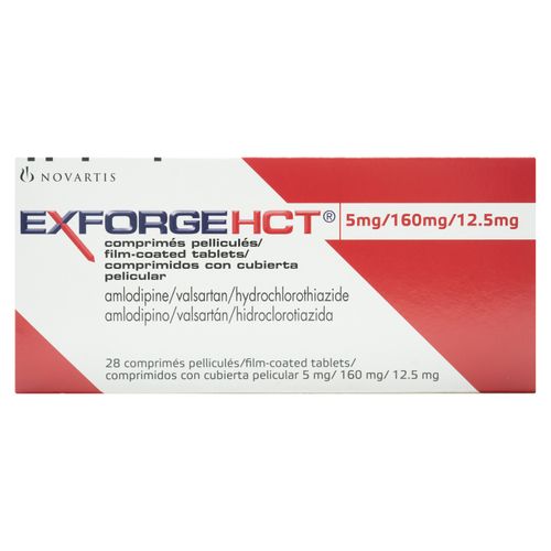 Exforge Htc 5 mg/160 mg/12,5 mg caja 28 comprimidos - Precio indicado por caja