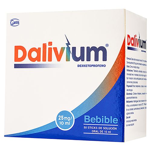 Ampolla Dalivium Gutis 25 Mg/10 ml, Precio indicado por unidad