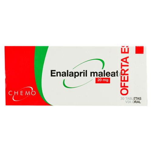 Enalapril Maleato Chemo 20 Mg, Precio indicado por unidad