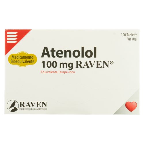 Atenolol Raven 100 Mg X 100 Tabletas