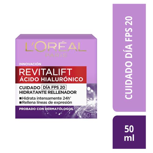 Crema Dia Hidratante L'Oréal París Revitalift Acido Hialurónico -50ml