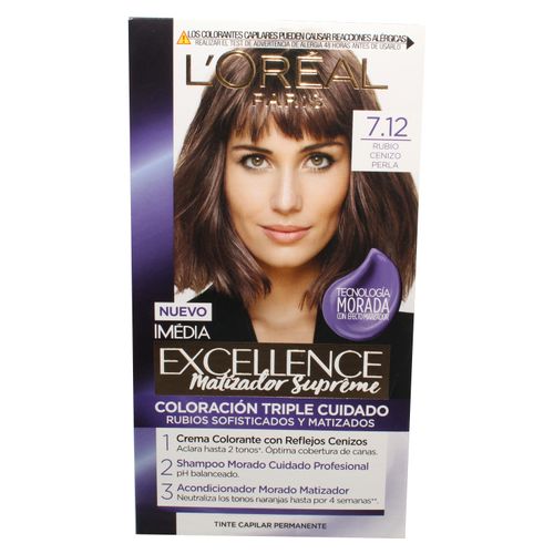 Tinte para el cabello Permanente L'Oréal Paris Excellence Matizador Supreme Tono 7.12 rubio cenizo perla