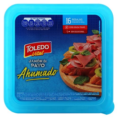 Jamón De Pavo Ahumado Toledo 16 Unidades -375gr