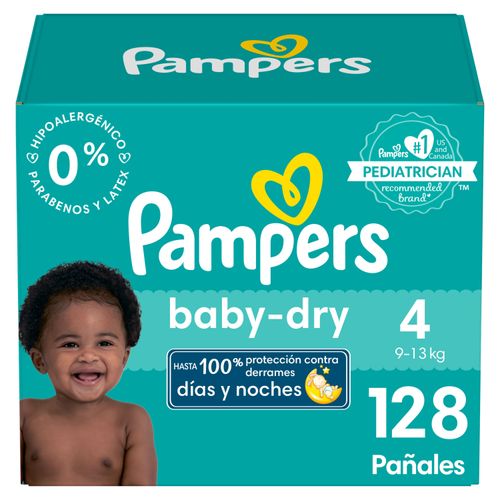 Pañales Pampers Baby-Dry Talla 4, 9-13kg -128uds