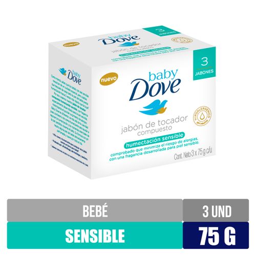 3 Pack Jabón Dove Baby En Barra Hidratación Sensible -225gr