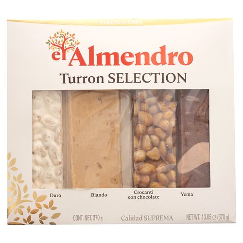 Selección De Turrones El Almendro, Turrón Crocanti Con Chocolate, Turrón Duro, Turrón Blando, Turrón Yema Tostada, Calidad Suprema - 370g