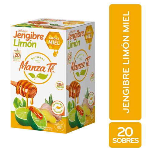 Té Manzaté Jengibre Limón Y Miel 20 Sobres - 26g