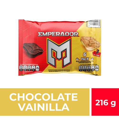 Galleta Emperador Chocolate y Vainilla 6 Pack  - 216 g