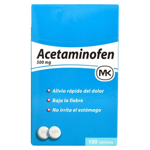 Acetaminofén Mk 500 Mg, Precio indicado por unidad