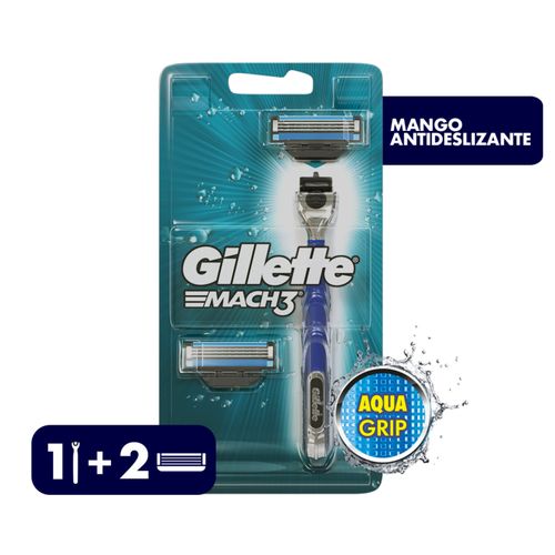 Gillette Mach3 AquaGrip Rasuradora Recargable con 2 repuestos