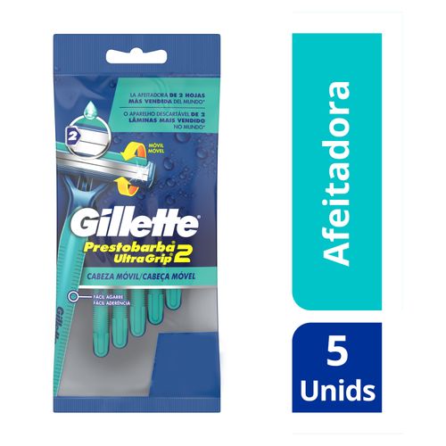 Máquinas Para Afeitar Desechables Gillette Prestobarba UltraGrip 2, 5 Unidades