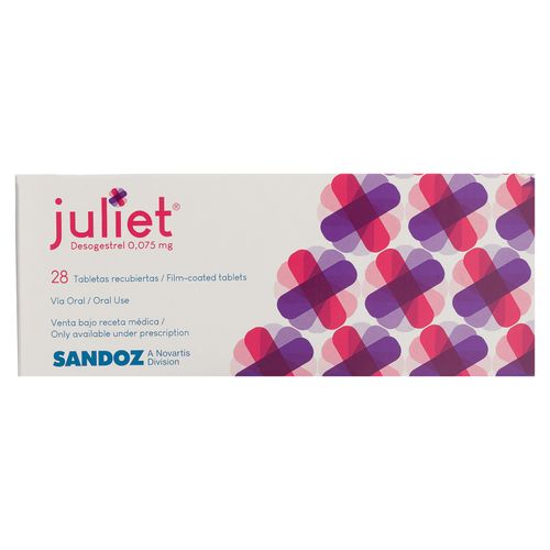 Juliet desogestrel 0,075 mg caja 28 tabletas recubiertas - Precio indicado por caja