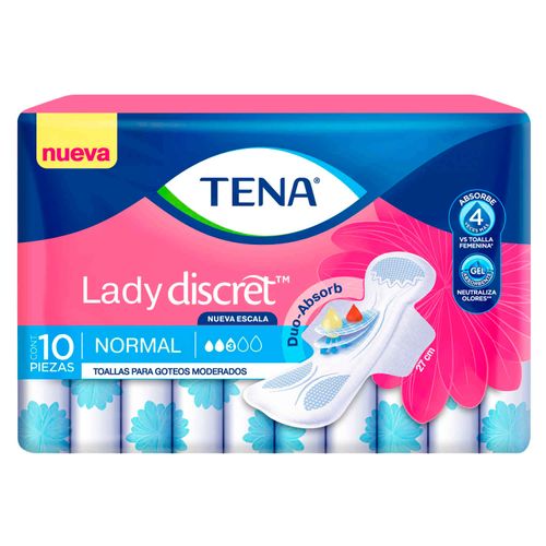 Toallas Para Incontinencia Tena ® Lady Discret Normal - 10 Unidades