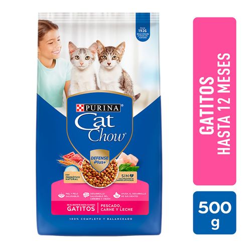 Alimento Gatito Purina Cat Chow Pescado, Carne y Leche -500g