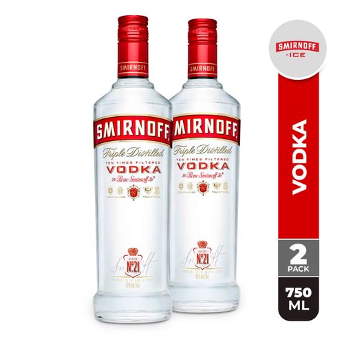 2 Pack Vodka Smirnoff Precio Especial -750ml