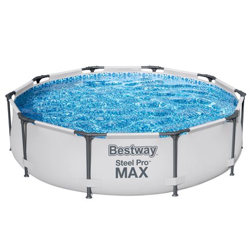 Piscina Elevada Steel Pro Max Marca Bestway Estructural Redonda con medidas de 3.05m x 76cm Modelo: 56407 Capacidad de 1236 galones