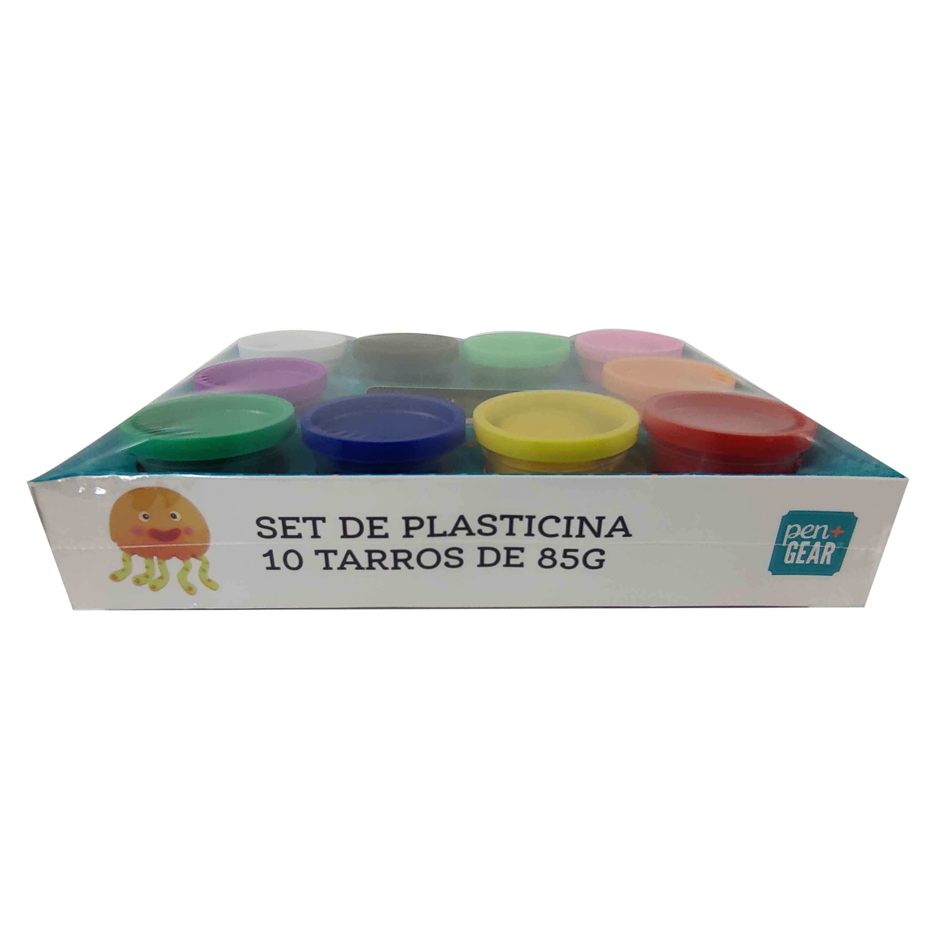Masa Plastilina Pote Kit X8 Colores + 10 Moldes Herramientas