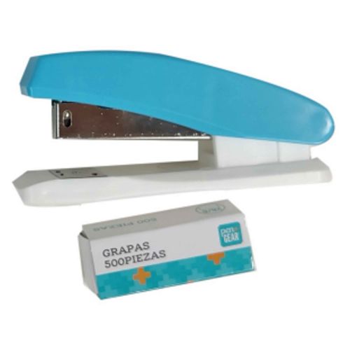 Set Grapadora y grapas, Pen+Gear, 500 grapas, celeste. Modelo: MFMS07GREEN