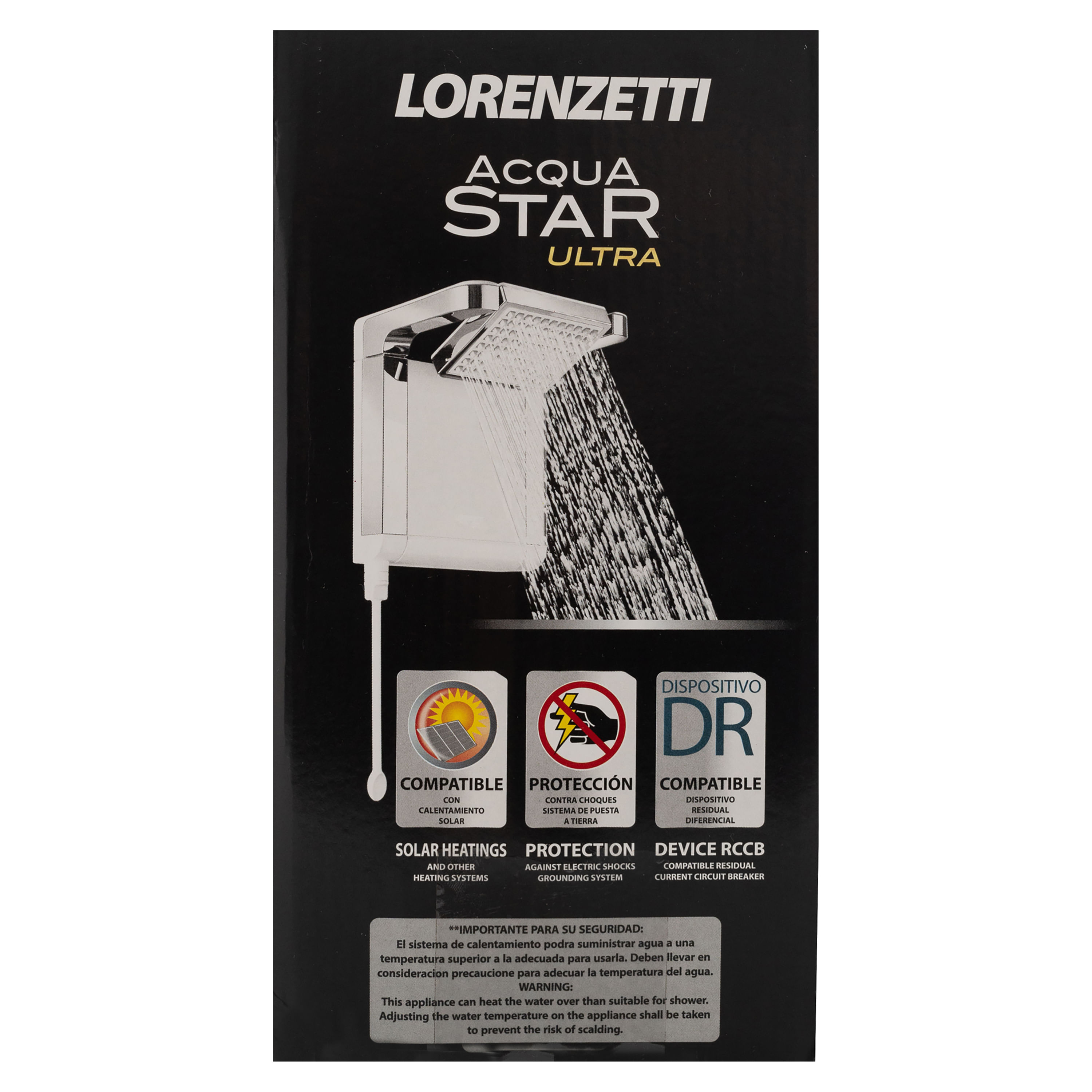 Ducha Eléctrica Acqua Star (Negro/Cromo) 127V - 3 Temperaturas LORENZETTI  (7547375) (7547417) - Kitton Home Center