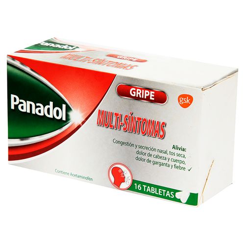 Tabletas Panadol Gripe Multisintomas 16 unidades