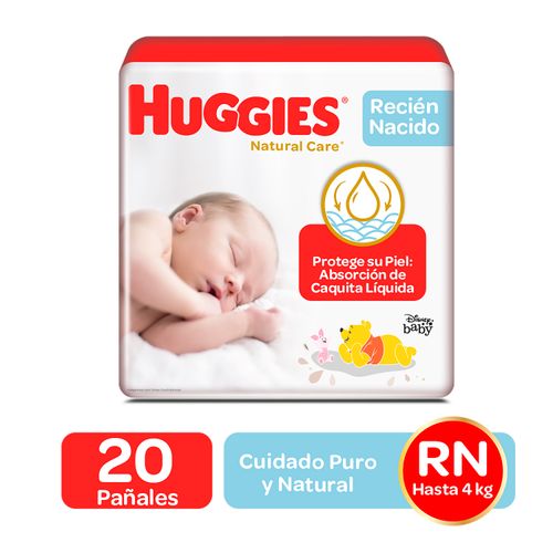 Pañales Huggies Natural Care Etapa 0/Recién Nacido 20U