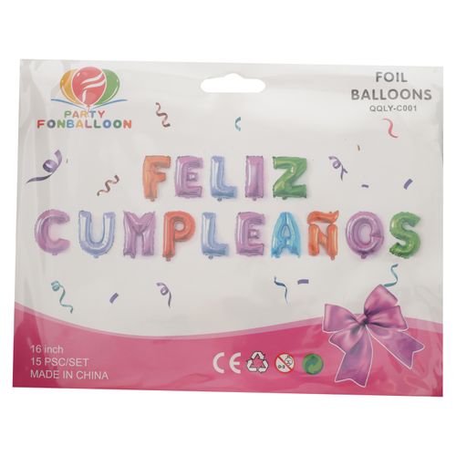 Globo Fantasy metálico Feliz Cumpleanos