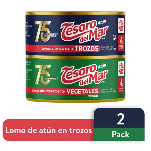 2 Pack Atún trozos 140g mas vegetales 140g