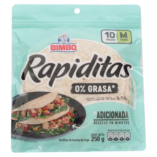 Tortilla Harina Bimbo Rapidita 0% Grasa - 250gr