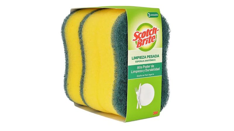 Esponja de Limpieza Pesada Scotch-Brite® 96, Verde, 15 cm x 10 cm, 3  Unidades, 48 por Caja