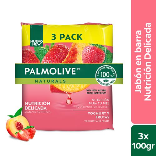 Jabón Corporal Palmolive, Naturals Yoghurt y Frutas, 3 Pack -300 g