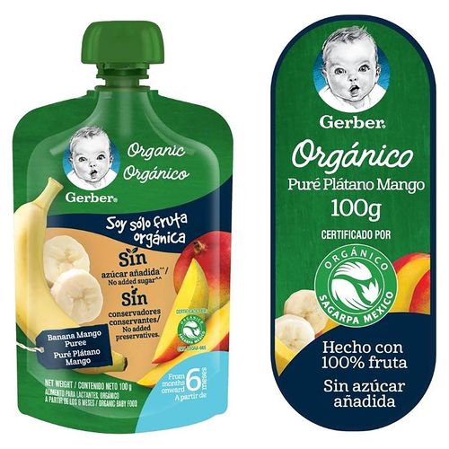 GERBER® Organico Colado Plátano Mango Pouch 100g