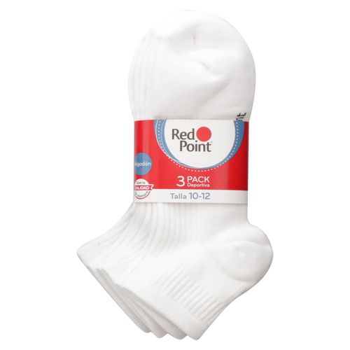 Calcetín Red Point Deportivo Para Caballero, Color Blanco 3 Pack - Talla 10-12