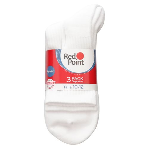 Calcetín Red Point Deportivo Para Caballero, Color Blanco 3 Pack - Talla 10-12