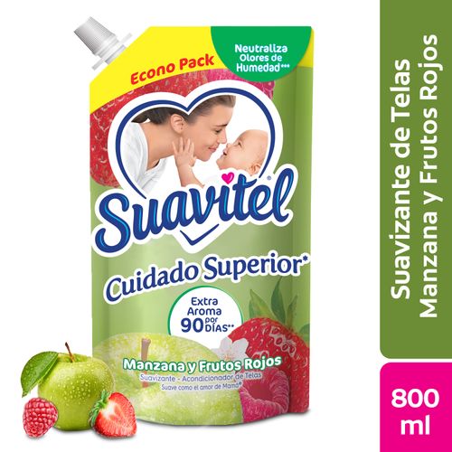 Suavizante Suavitel Cuidado Superior Manzana y Frutos Rojos 800 ml