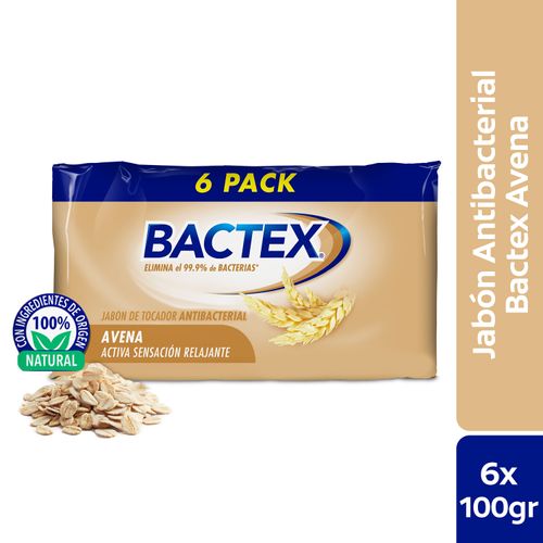 Jabón Corporal Bactex, Antibacterial Avena, 6 Pack -600 g