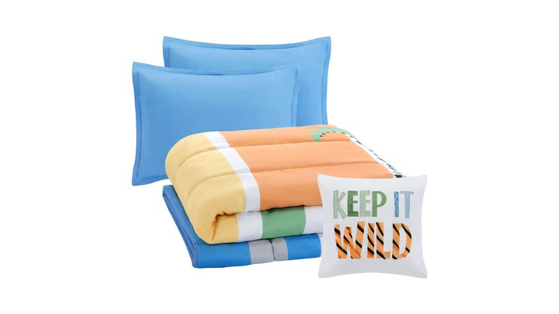 Almohada larga de terciopelo azul claro liso - Vertbaudet